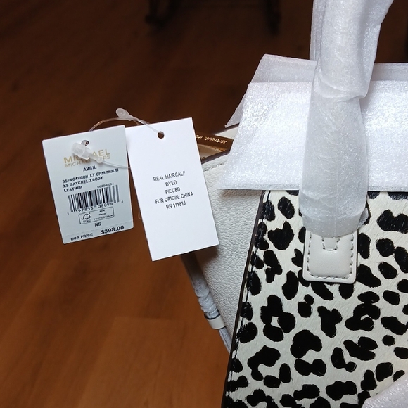 Michael Kors Cream and Black Animal Print Satchel - Picture 7 of 7